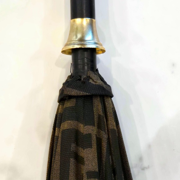 Rare FENDI Zucca Umbrella Special Edition W/Exclusive Roma 1925 Webbing Monogram - Picture 9 of 16